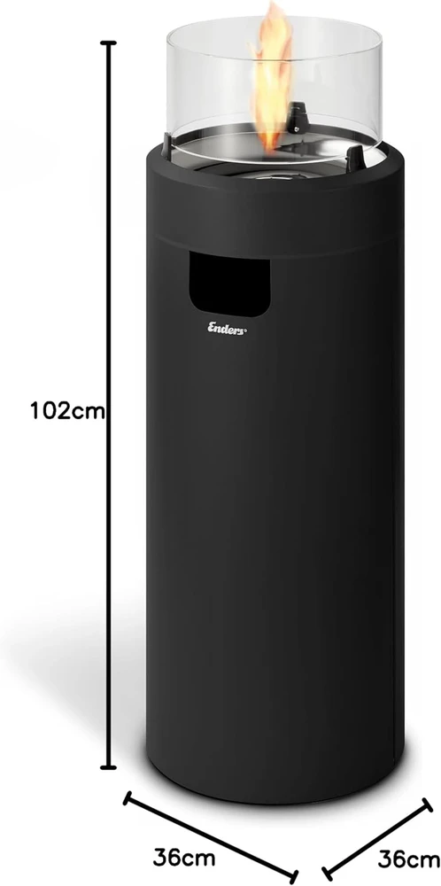 Enders dujinis lauko židinys su LED apšvietimu, 224 cm, juodas/sidabrinis, Nova LED L