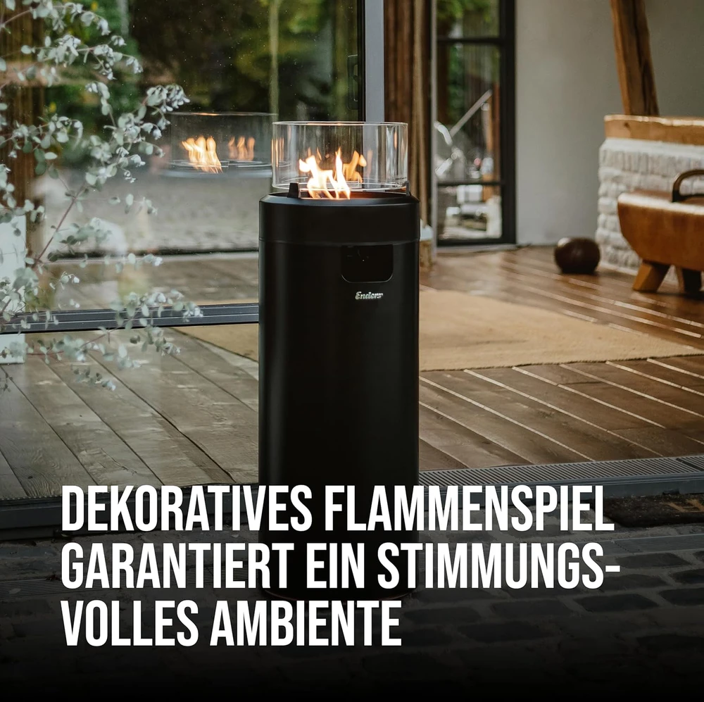 Enders dujinis lauko židinys su LED apšvietimu, 224 cm, juodas/sidabrinis, Nova LED L