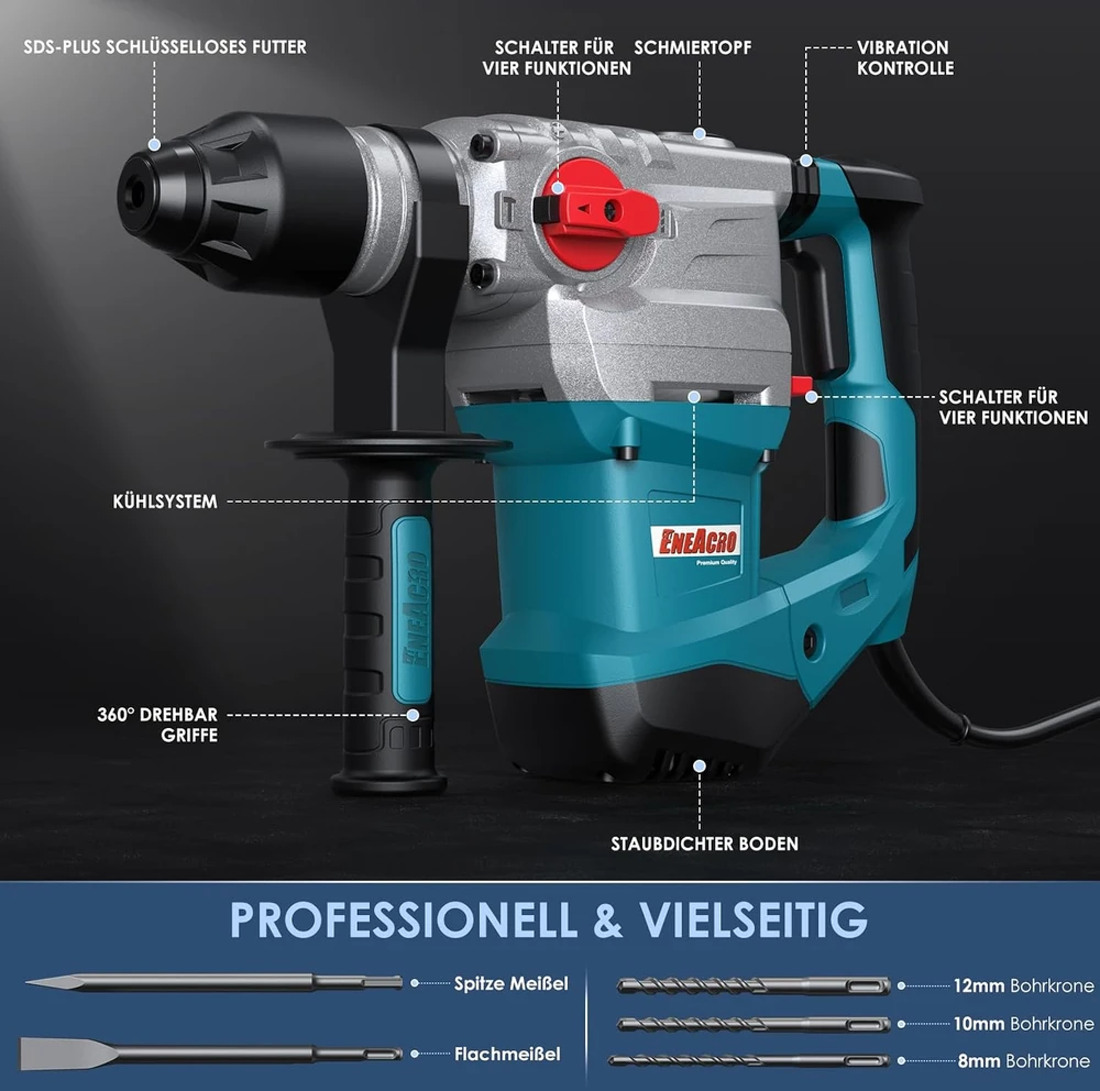 ENEACRO perforatorius SDS-Plus 1500 W, 7 J, 32 mm betone, 32KI