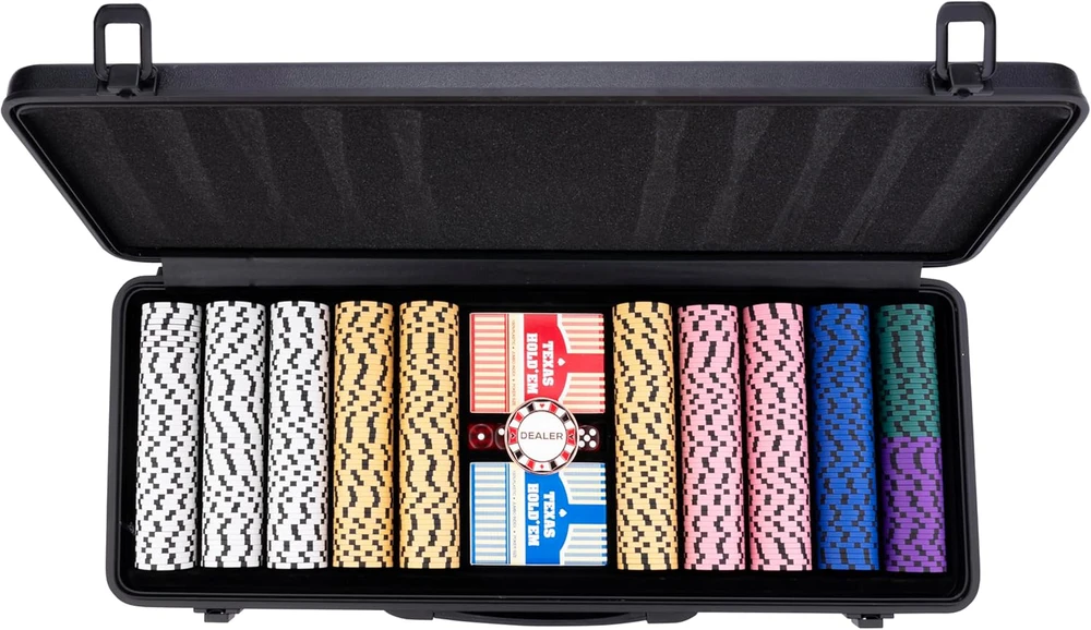 Engelhart pokerio rinkinys su 500 žetonų, 14 g, dviem kaladėmis ir juodu lagaminu, 320960