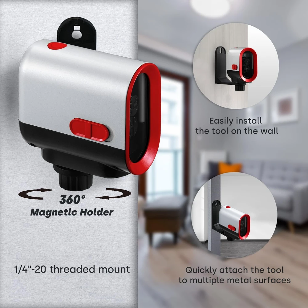 Enventor kryžminis lazerinis nivelyras su savilygiu režimu ir USB-C įkrovimu Y011R