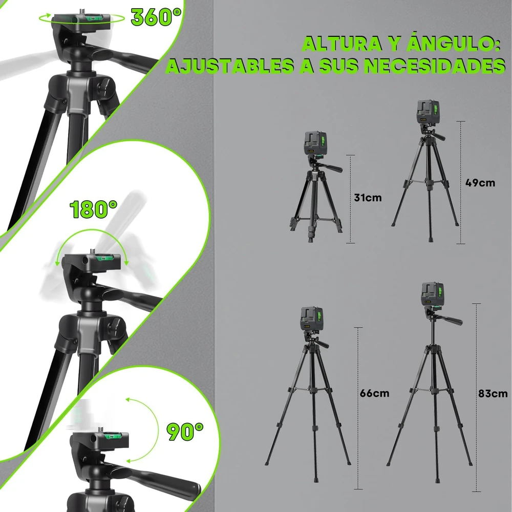Enventor lazerinis nivelyras su trikoju, žalias spindulys, 25 m, 2 linijos, EN011G+