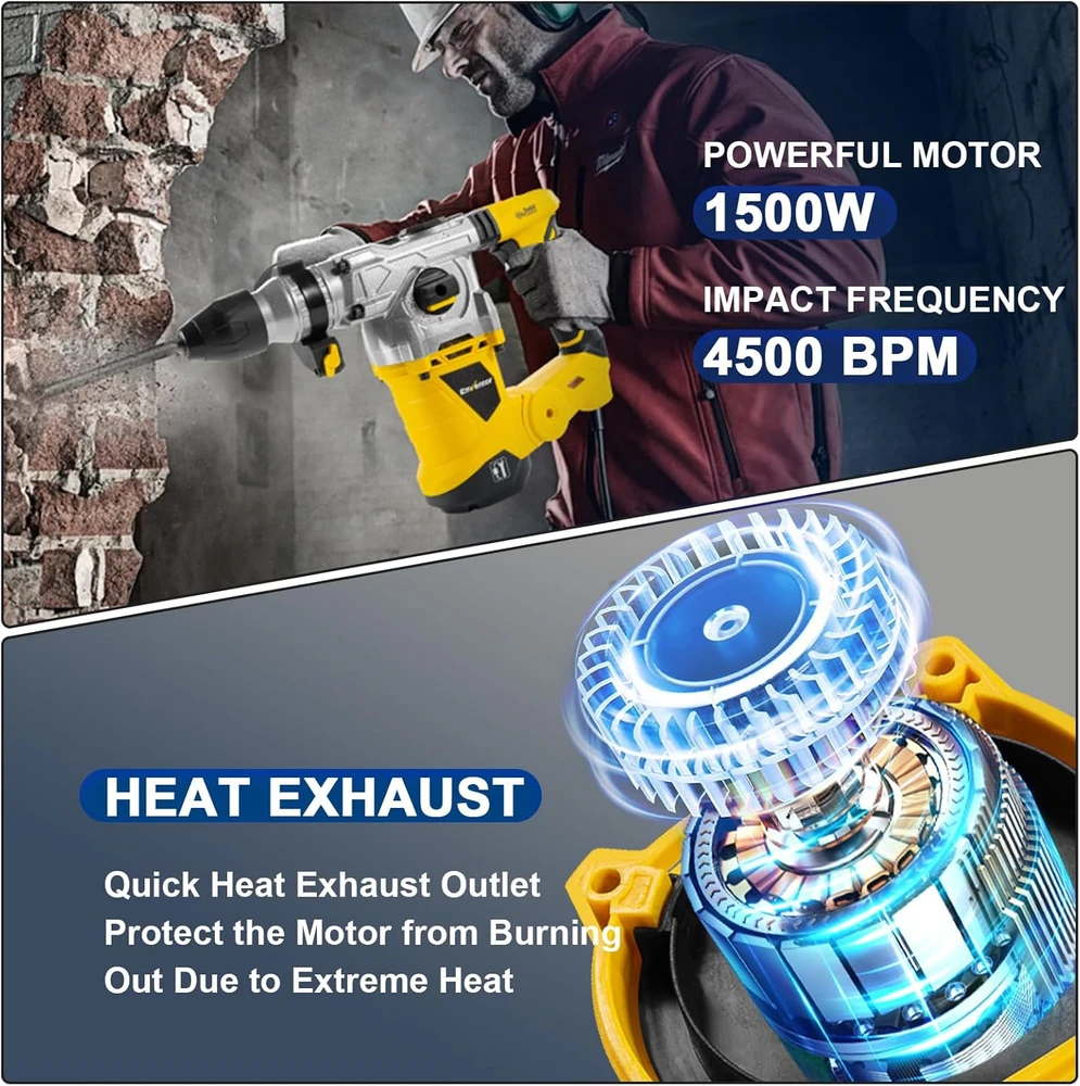 Enventor SDS-Plus perforatorius 1500 W, 6 J, 4 režimų Z1C-HW01-3288EP