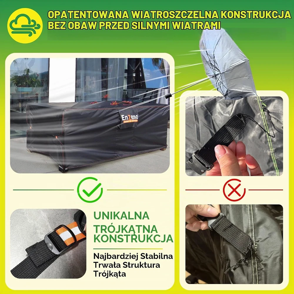 Enzeno vandeniui atsparus lauko baldų uždangalas 155 x 130 x 110 cm, 155X130