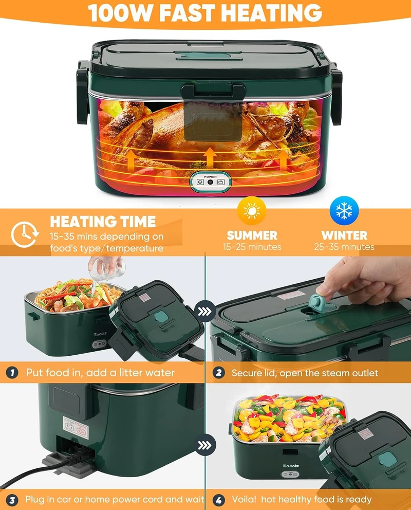 Eocolz elektrinė pietų dėžutė, 1,8 l, 100 W