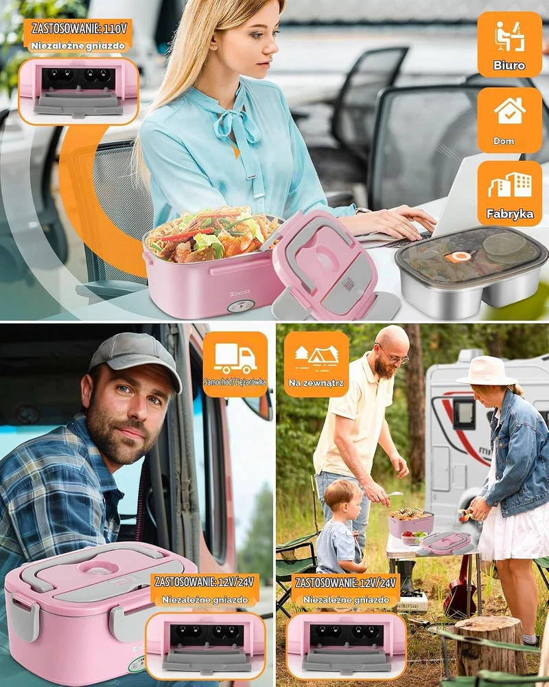Eocolz elektrinis maisto šildytuvas, 1,5 l, rožinis