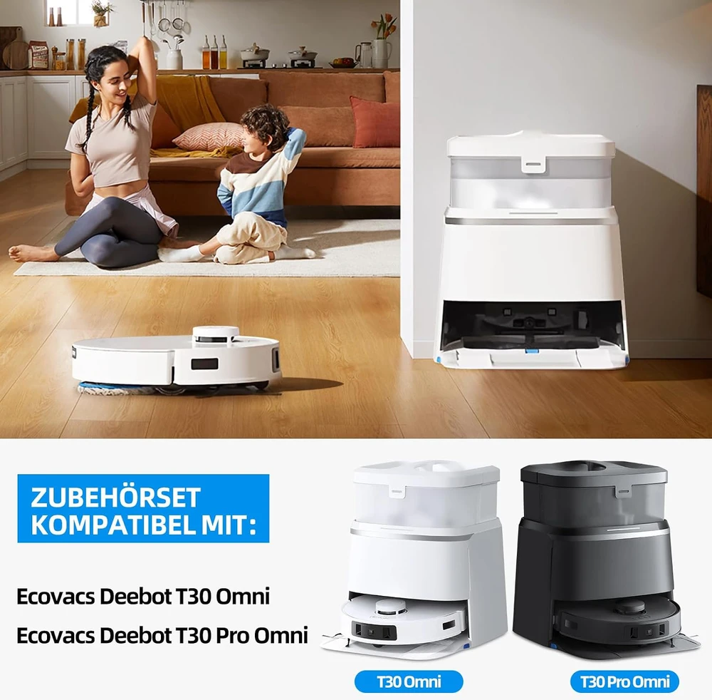 EOVWAEO atsarginių priedų rinkinys robotui dulkių siurbliui Ecovacs Deebot T30 Omni ir T30 Pro Omni, 25 vnt.