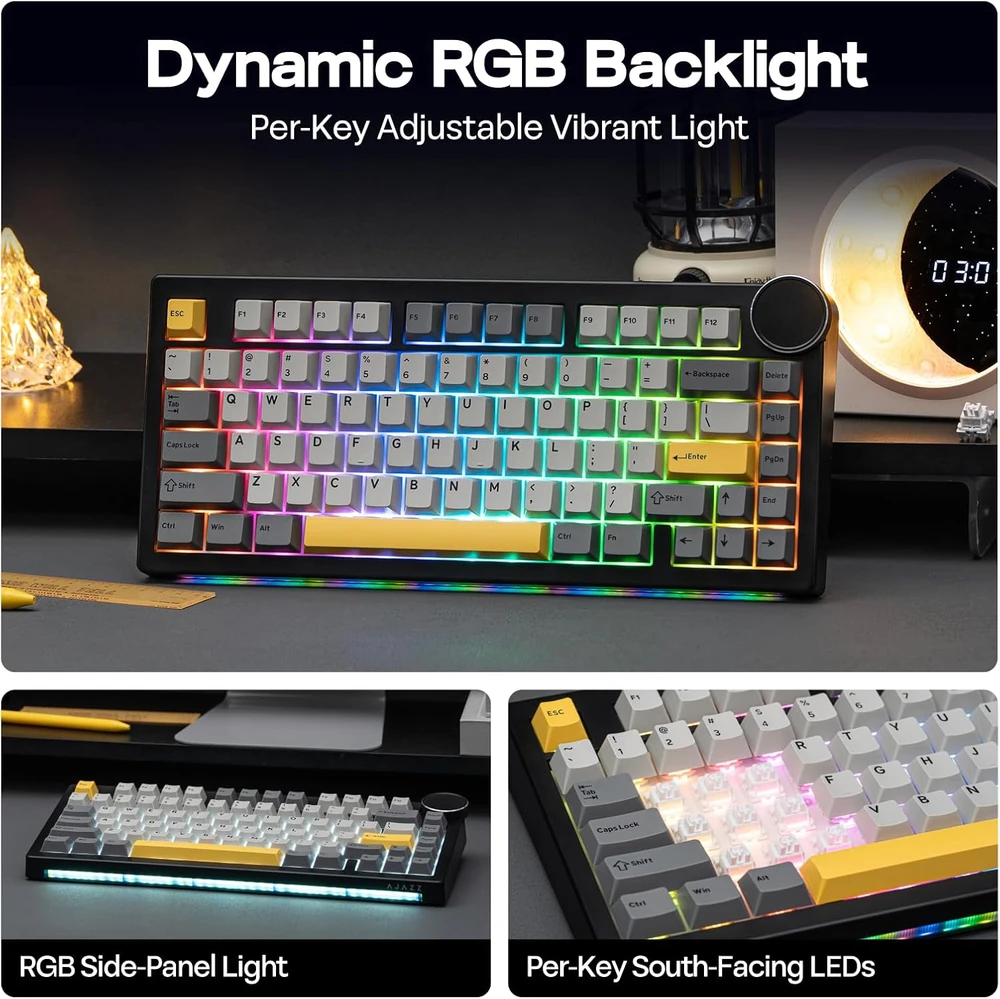 Epomaker AK820 V2 belaidė mechaninė klaviatūra 75% su RGB, 2.4 GHz, Bluetooth, Hot-Swap