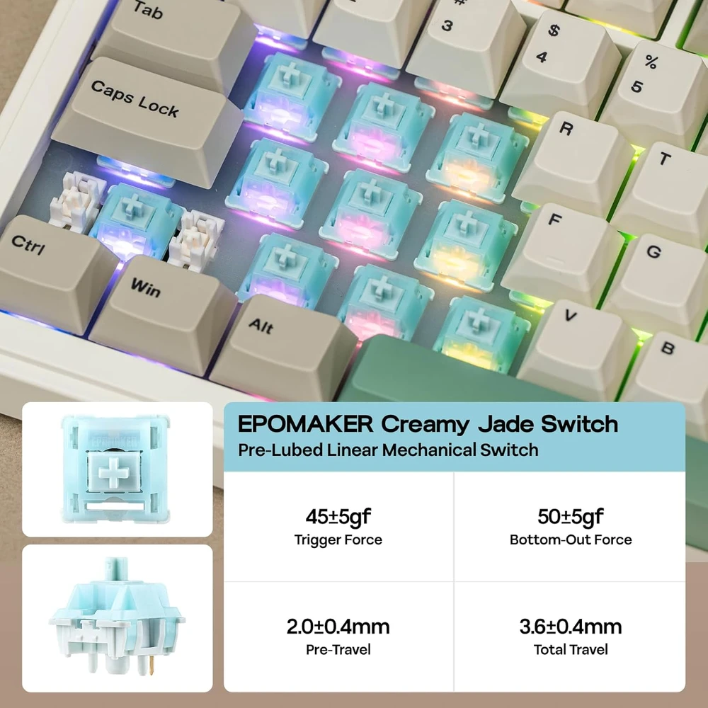 Epomaker belaidė mechaninė klaviatūra su LCD ekranu, 75%, 80 klavišų, RGB, QMK/VIA, RT82