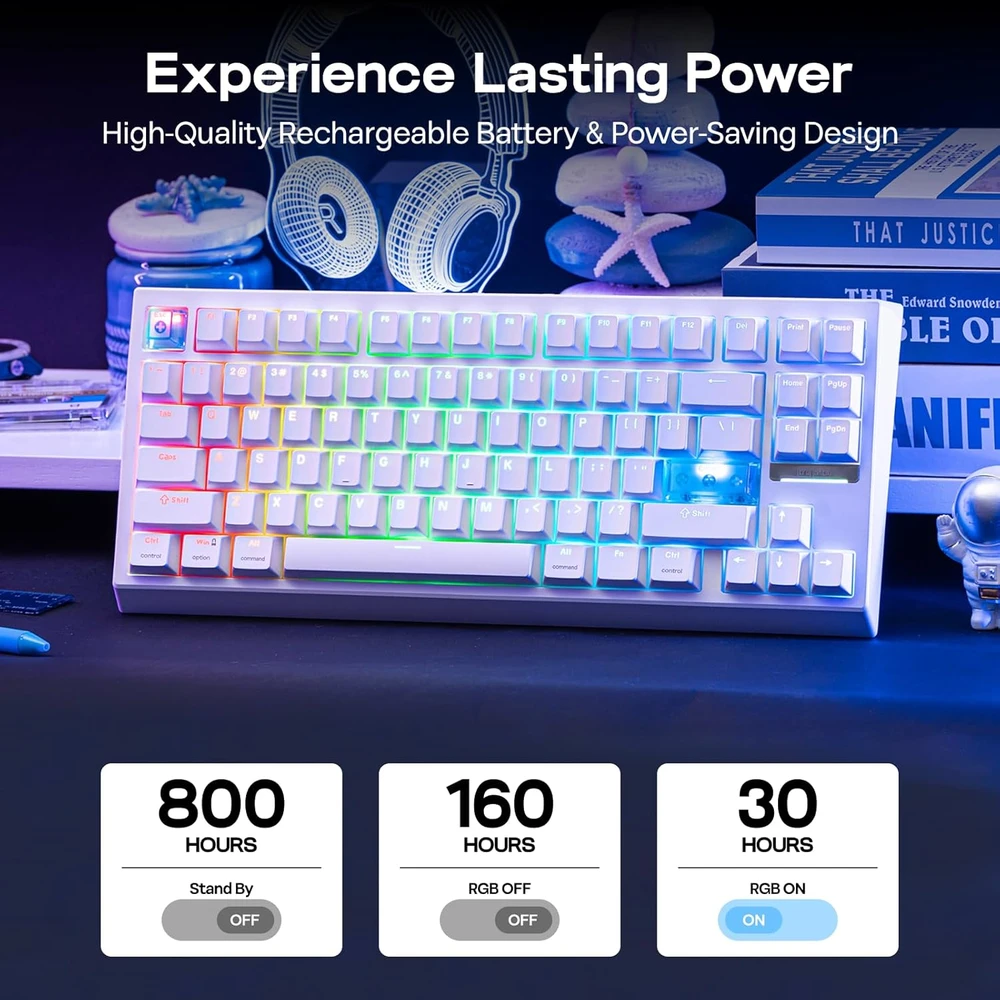 EPOMAKER belaidė žaidimų klaviatūra G84 HE, magnetiniai Hall efektų jungikliai, RGB, QWERTY, 8K Hz, Win/Mac