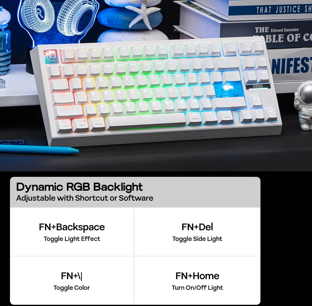 EPOMAKER belaidė žaidimų klaviatūra G84 HE, magnetiniai Hall efektų jungikliai, RGB, QWERTY, 8K Hz, Win/Mac