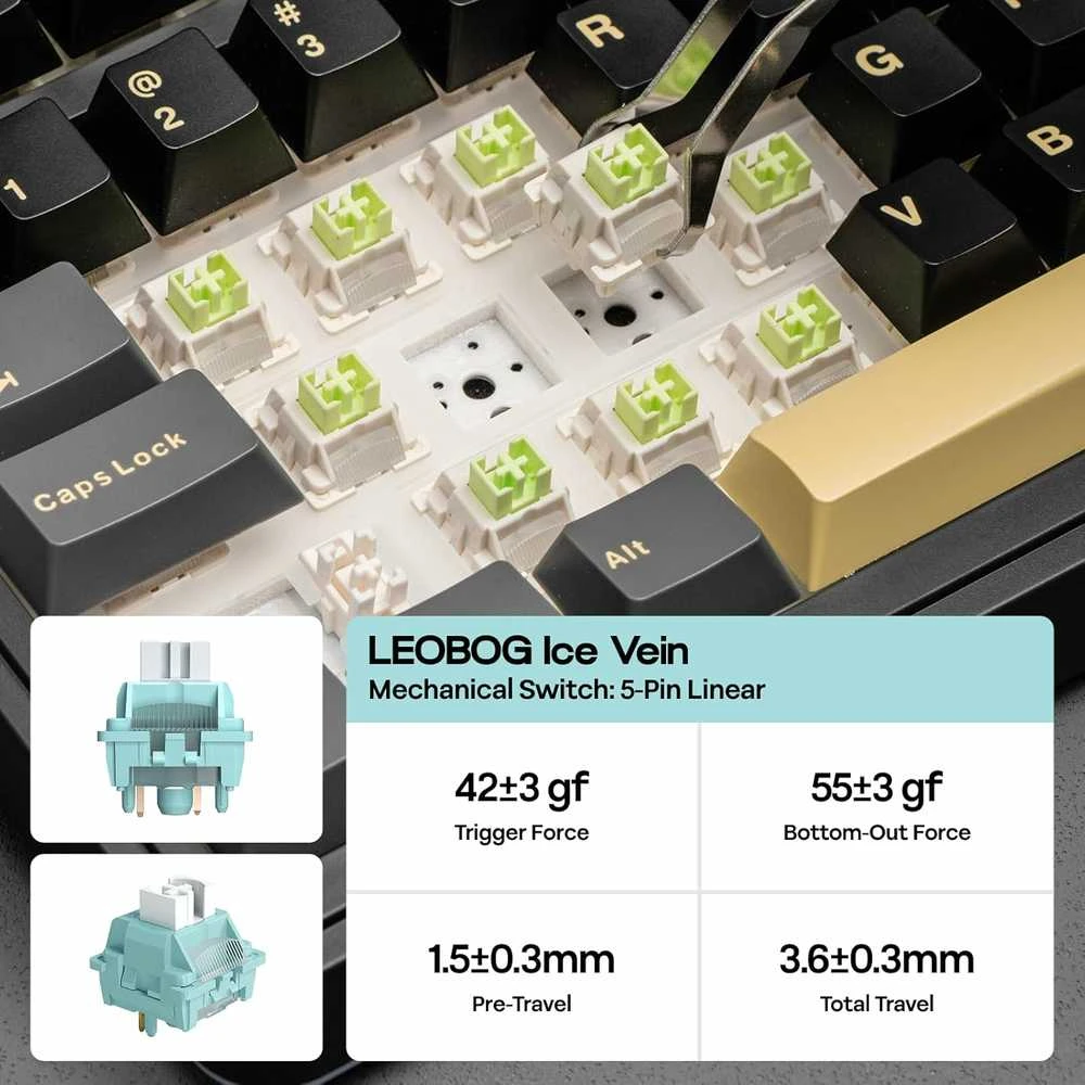 EPOMAKER EA75 MAX belaidė 75% mechaninė žaidimų klaviatūra su RGB, TFT ekranu ir Ice jungikliais, juoda