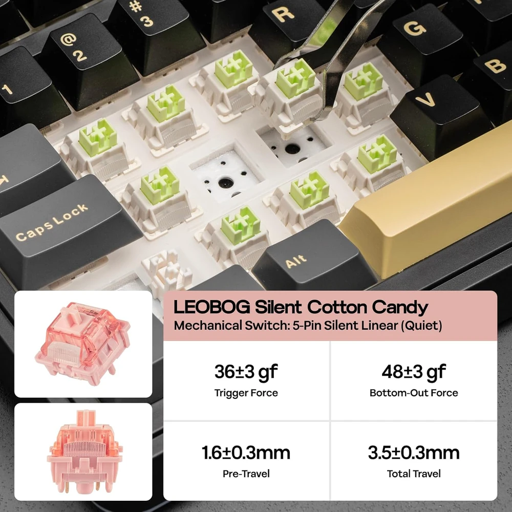Epomaker EA75 MAX belaidė mechaninė klaviatūra su RGB ekranu, Hot-Swap, 75%, US išdėstymas