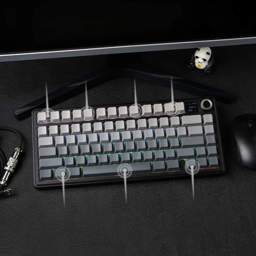 EPOMAKER F75 MAX belaidė mechaninė žaidimų klaviatūra 75% su TFT ekranu, US QWERTY, juoda