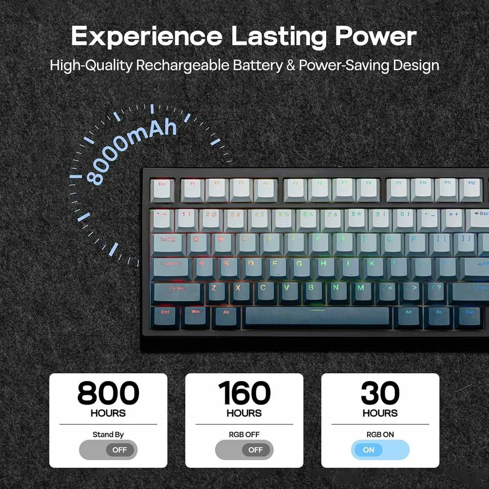EPOMAKER G84 HE belaidė 75% magnetinė mechaninė žaidimų klaviatūra, RGB, 8000 mAh