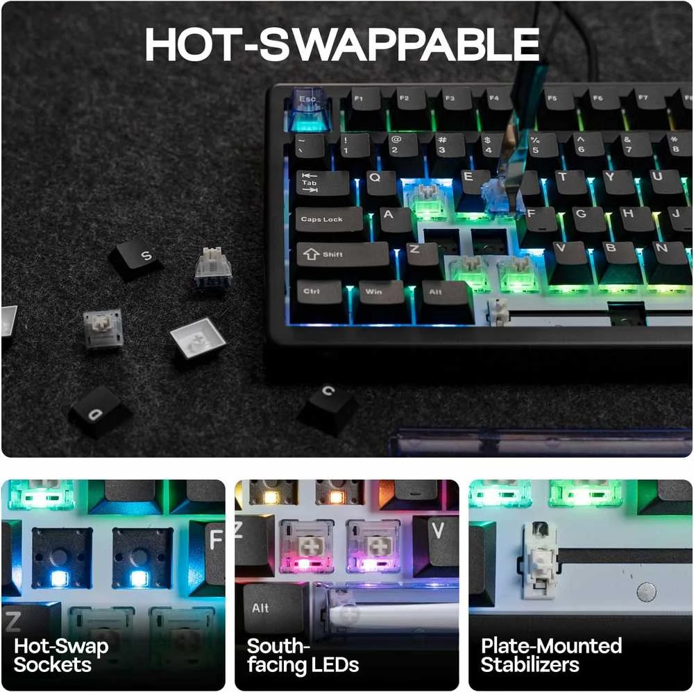 EPOMAKER HE80 laidinė žaidimų klaviatūra 75% Hall Effect, RGB, PBT, juoda