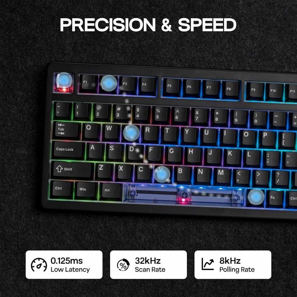 EPOMAKER HE80 laidinė žaidimų klaviatūra 75% Hall Effect, RGB, PBT, juoda