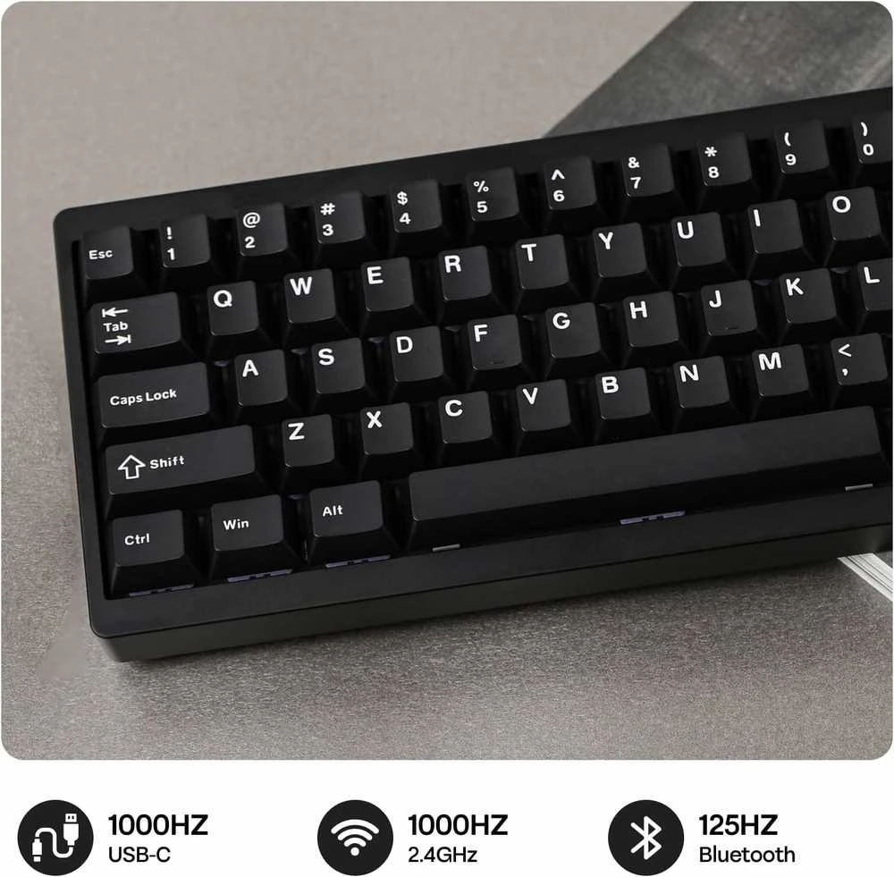 EPOMAKER mechaninė belaidė žaidimų klaviatūra, 65 % aliuminio korpusas, QMK/VIA palaikymas, RGB, P65