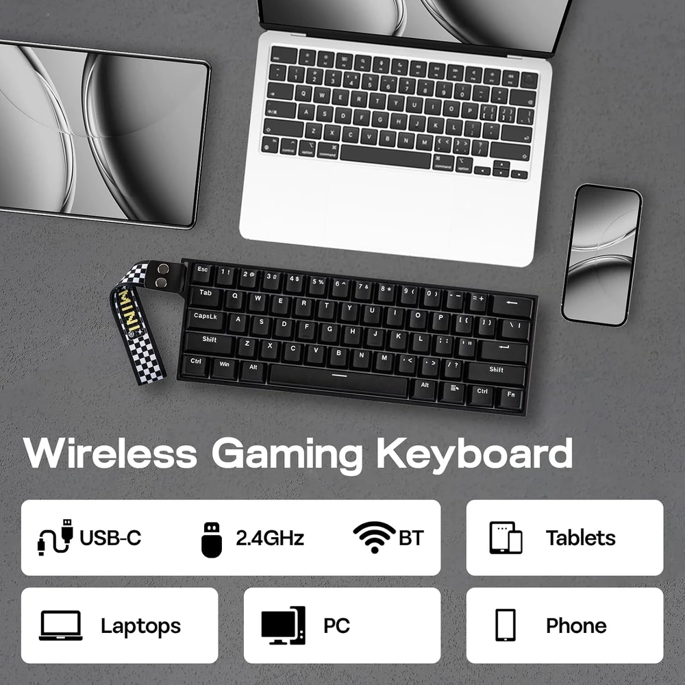 Epomaker MINI60 HE 60% bevielė žaidimų klaviatūra, 8K Hz dažnis, magnetiniai jungikliai, PBT klavišai