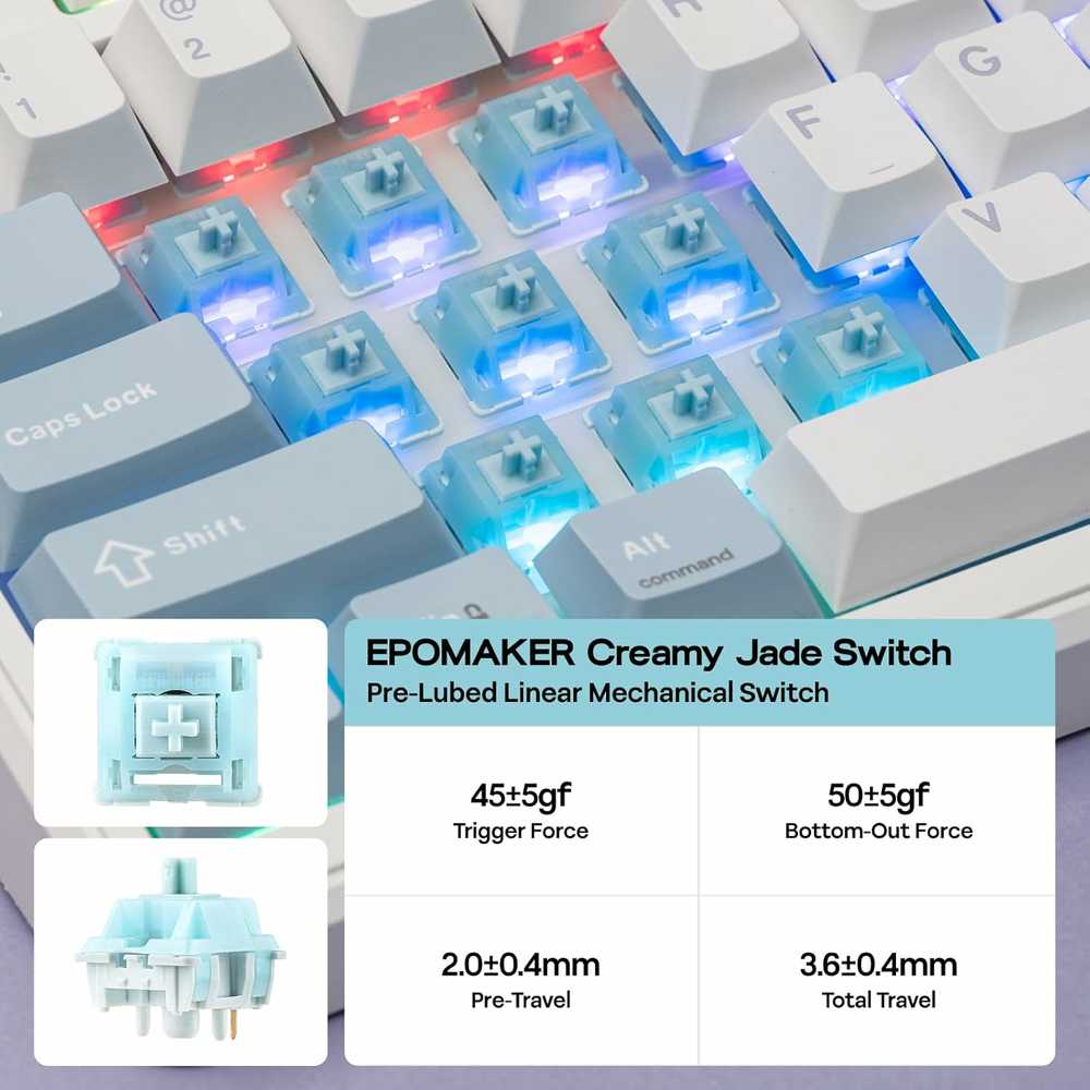 EPOMAKER TH99 PRO 96% belaidė mechaninė žaidimų klaviatūra, RGB, 2.4 GHz/BT/USB-C, 10000 mAh