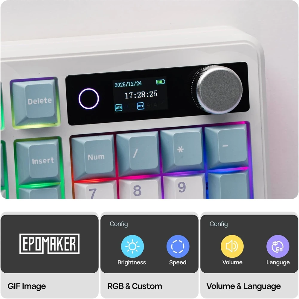Epomaker TH99 PRO belaidė mechaninė klaviatūra, 96% išdėstymas, RGB, 10000 mAh, su ekranu ir ratuku