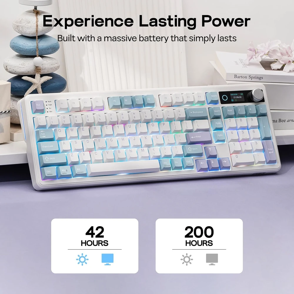 Epomaker TH99 PRO belaidė mechaninė klaviatūra, 96% išdėstymas, RGB, 10000 mAh, su ekranu ir ratuku