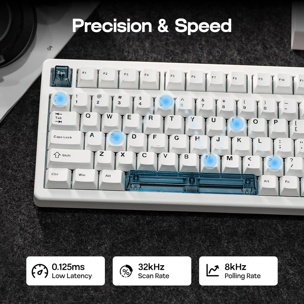 EPOMAKER žaidimų klaviatūra laidinė 75% Hall efektas 8000 Hz RGB HE80