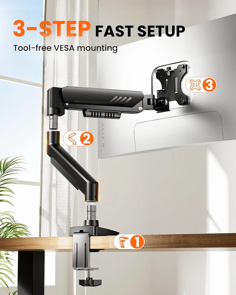 ErGear stalo monitoriaus laikiklis 13–34 colių ekranams iki 9kg, VESA 75/100 mm EGDMA69B