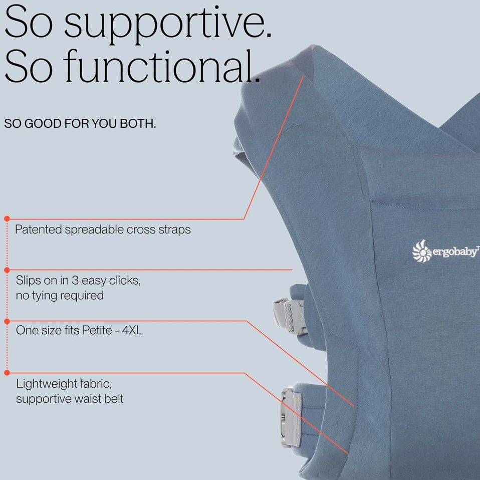 Ergobaby Embrace ergonominė nešioklė naujagimiams 3,2–11,3kg, Oxford Mėlyna, BCEMAOXBLU