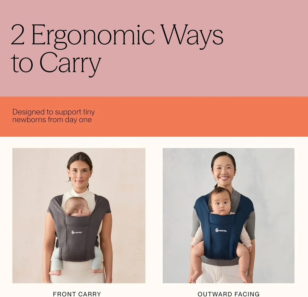 Ergobaby Embrace ergonominė nešioklė naujagimiams 3,2–11,3kg, Oxford Mėlyna, BCEMAOXBLU