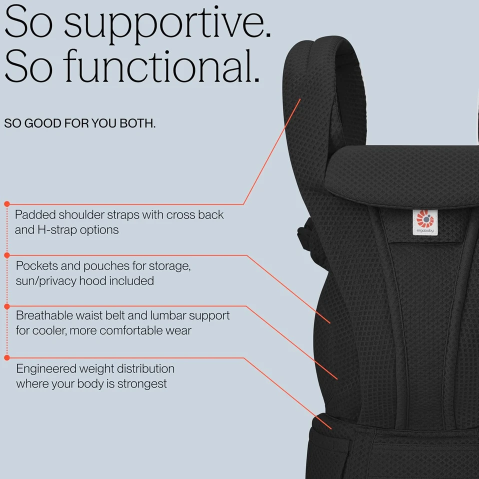 ERGOBABY OMNI DELUXE Mesh, Onyx Juodas