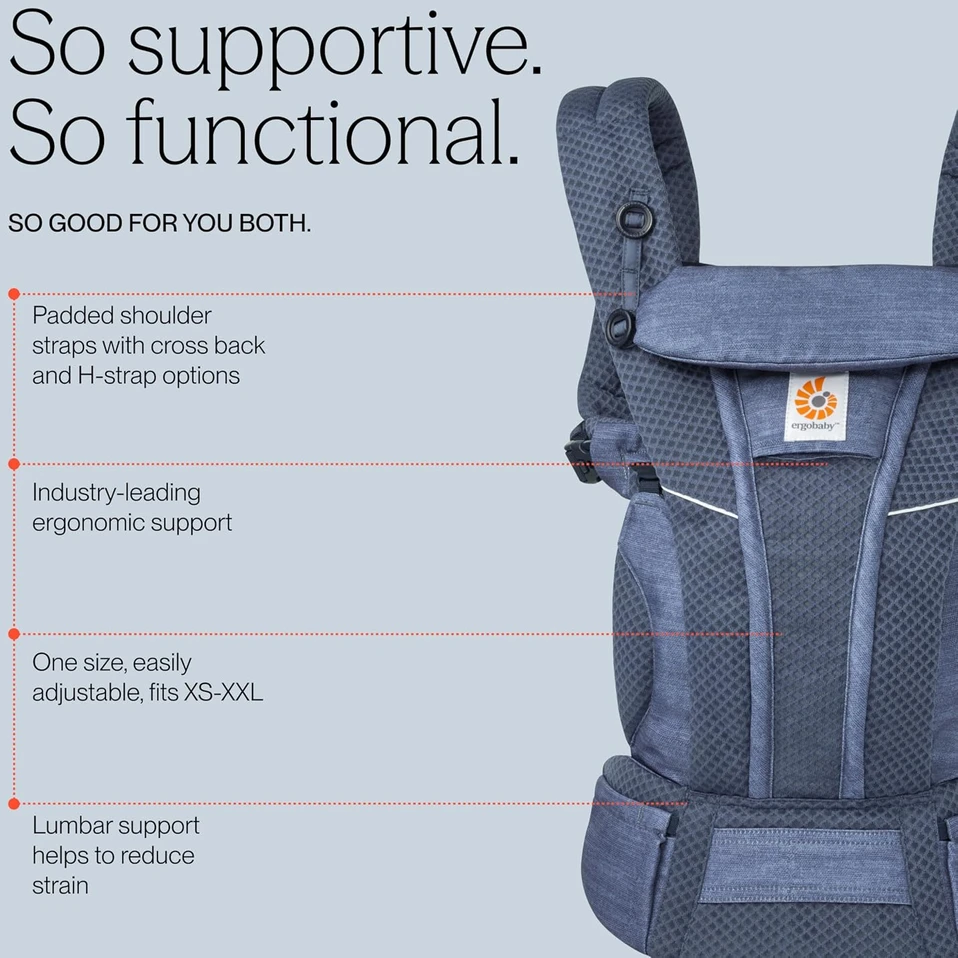 Ergobaby Omni Breeze ergonominė kūdikio nešioklė 3,2–20,4kg su SoftFlex tinkleliu BCZ360PHTRDNMDAD