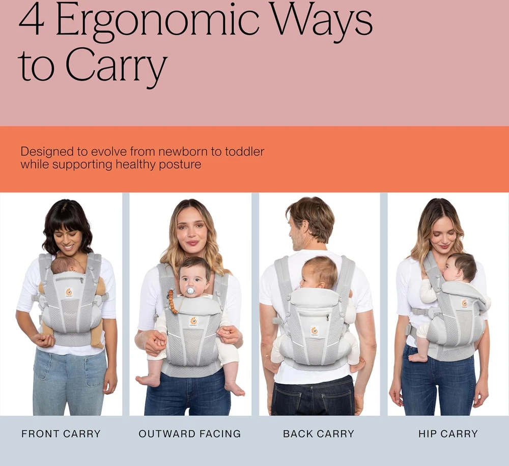 Ergobaby Omni Breeze ergonominė kūdikio nešioklė 3,2–20,4kg su SoftFlex tinkleliu BCZ360PHTRDNMDAD