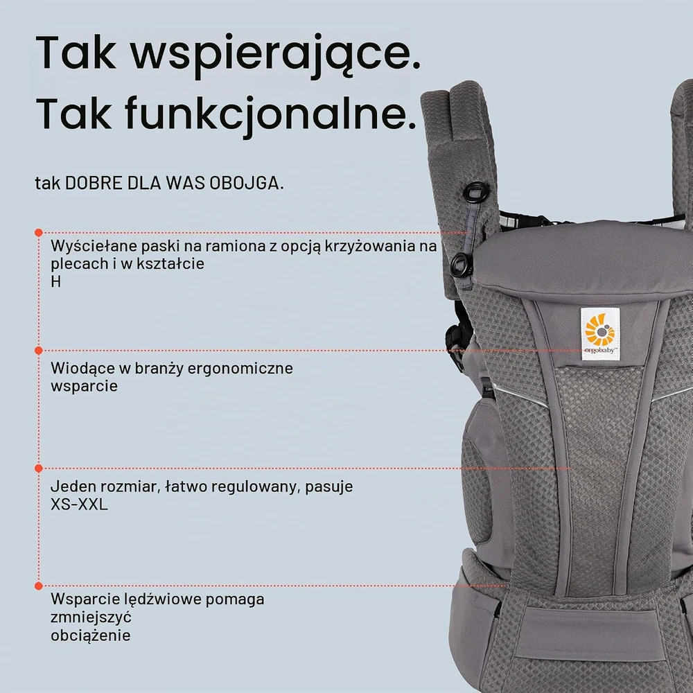 ERGOBABY nešioklė OMNI BREEZE, grafito pilkos spalvos, BCZ360PGRAPH