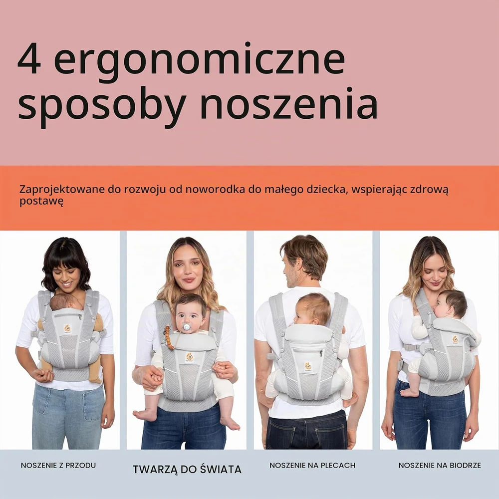 Ergobaby Omni Breeze kūdikių nešioklė su SoftFlex tinkleliu, 3,2–20,4kg, BCZ360PNATBGE