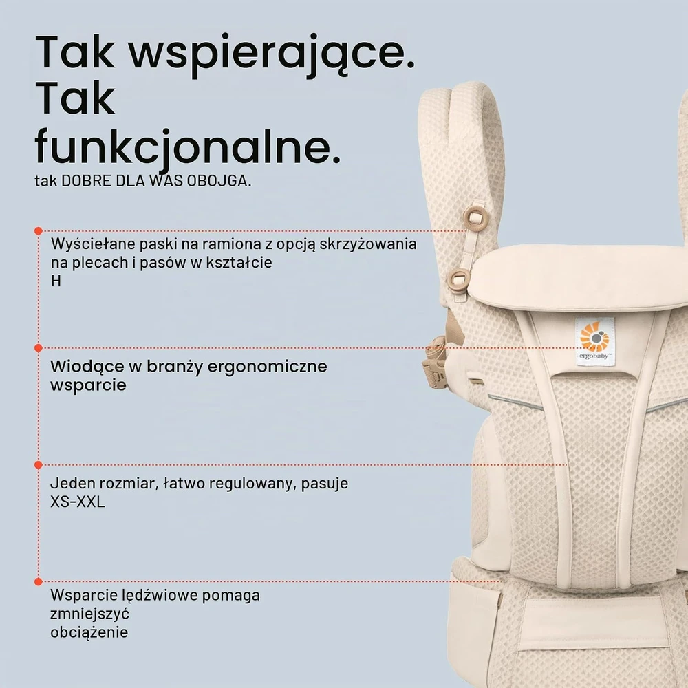 Ergobaby Omni Breeze kūdikių nešioklė su SoftFlex tinkleliu, 3,2–20,4kg, BCZ360PNATBGE