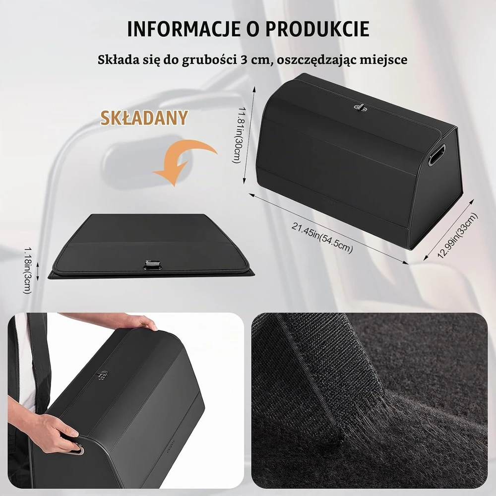 Ergocar automobilio bagažinės organizatorius su 4 skyriais, sulankstomas EC-UF002