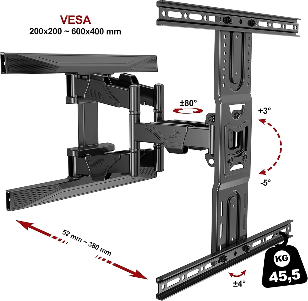 Ergosolid televizoriaus sieninis laikiklis 45–75 col., VESA iki 600 × 400 mm, 2020-P6