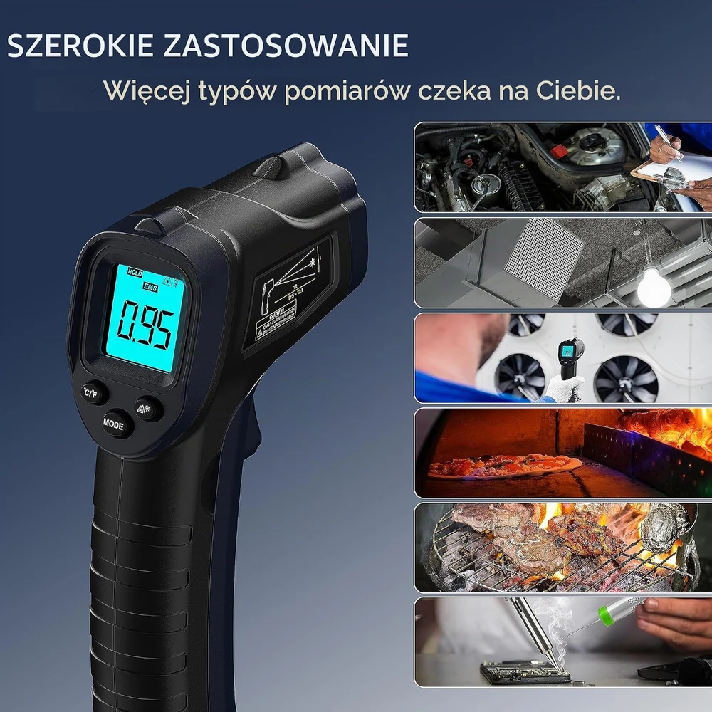 ERICKHILL infraraudonųjų spindulių termometras -50–600 °C su lazeriniu taikikliu ROOK600C