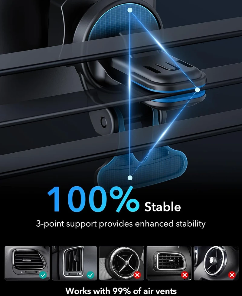 ESR HaloLock magnetinis belaidis MagSafe automobilinis telefono laikikliis įkroviklis 15 W, ventiliacijos tvirtinimas BK918