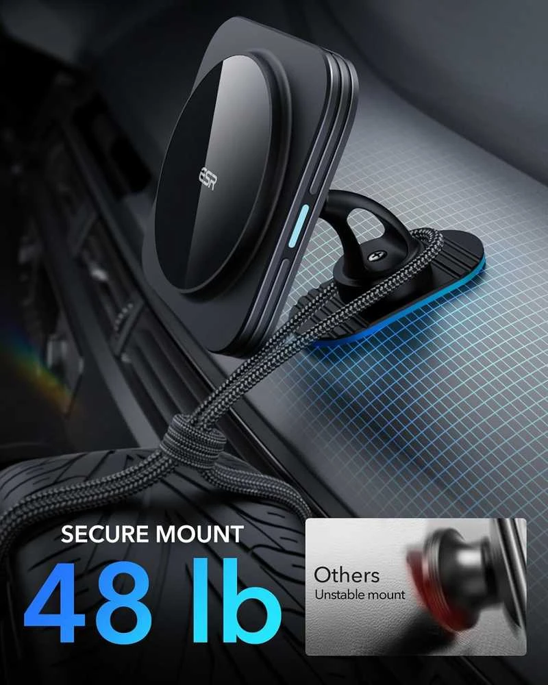 ESR HaloLock magnetinis belaidis MagSafe automobilinis telefono laikikliis įkroviklis 15 W, ventiliacijos tvirtinimas BK918