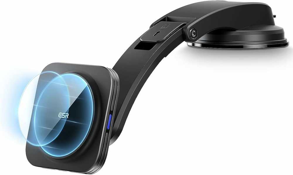 ESR HaloLock magnetinis bevielis automobilinis įkroviklis su laikikliu, 18 W, juodas