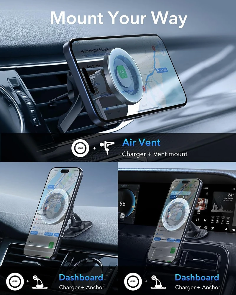 Automobilinis laikiklis ESR HaloLock Magnetic (pilkas)