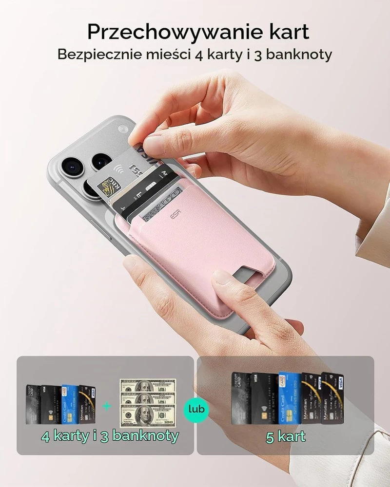 ESR MagSafe kortelių dėklas iPhone su RFID apsauga, 5 kortelėms, 2K638