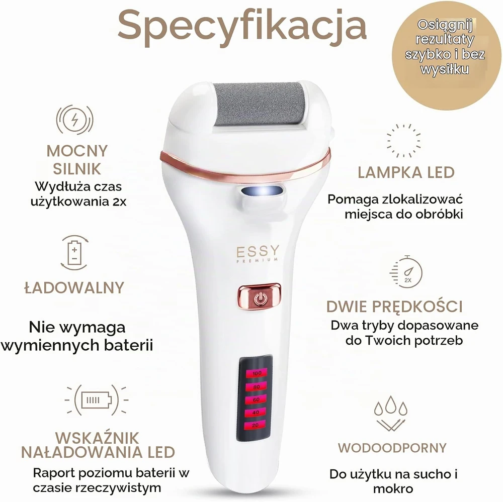 Essy elektrinis pėdų šveitiklis sukietėjusiai odai, 2 greičiai, vandeniui atsparus