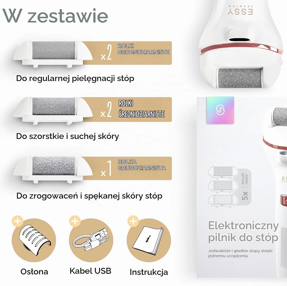 Essy elektrinis pėdų šveitiklis sukietėjusiai odai, 2 greičiai, vandeniui atsparus