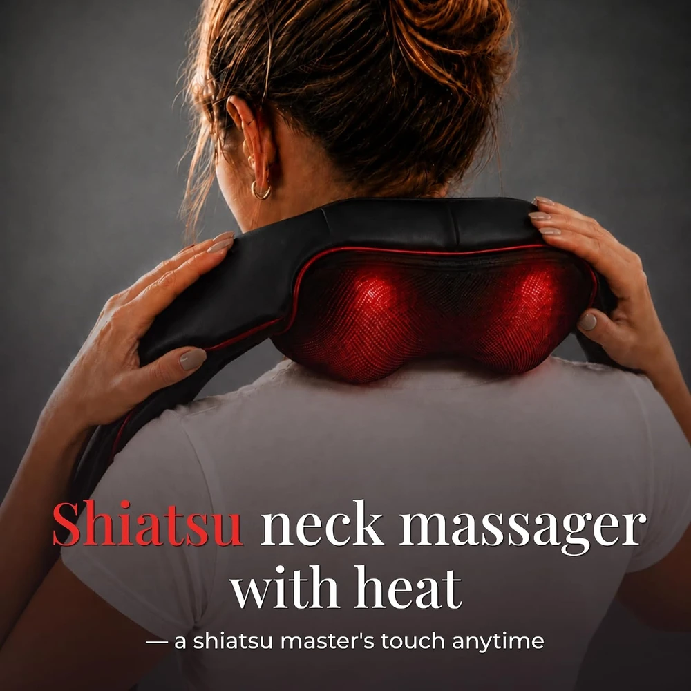 Essy Shiatsu kaklo ir pečių masažuoklis su šildymu YC-303D