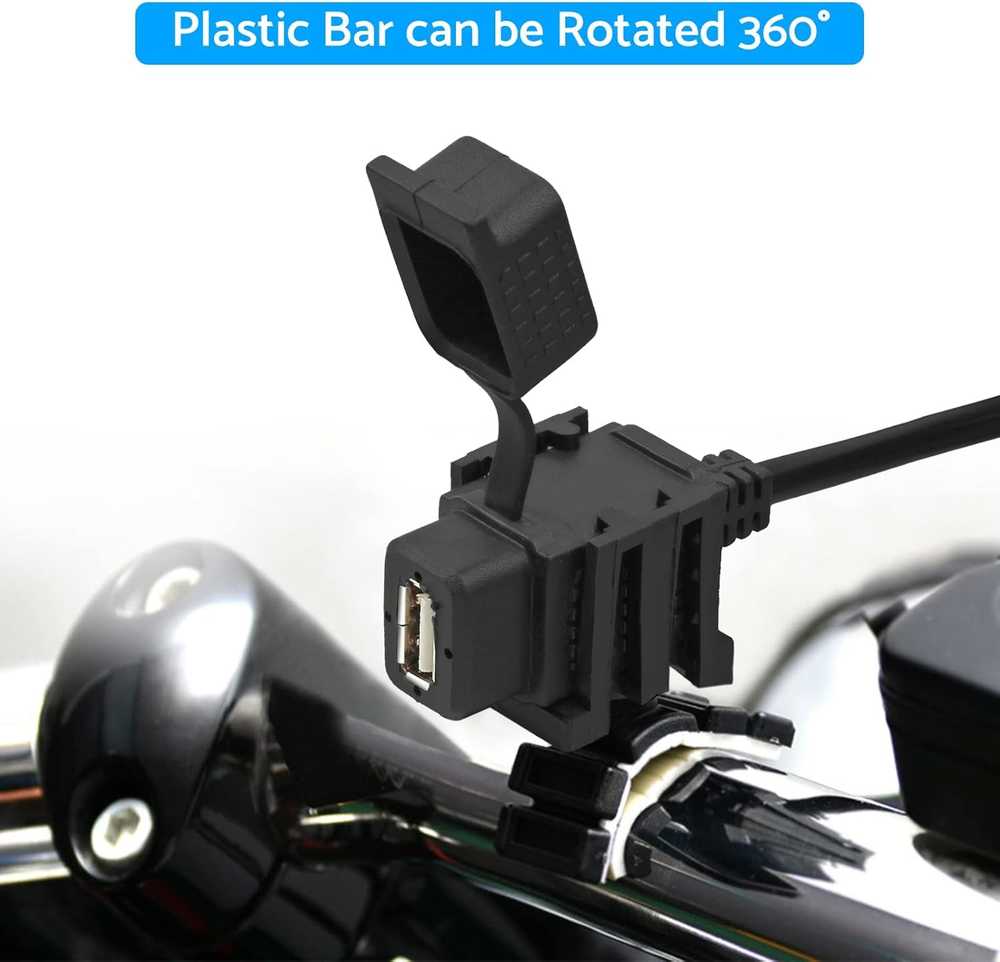 eSynic motociklo USB įkroviklis, vandeniui atsparus, 24 W, 1,82 m kabelis, LATAT057
