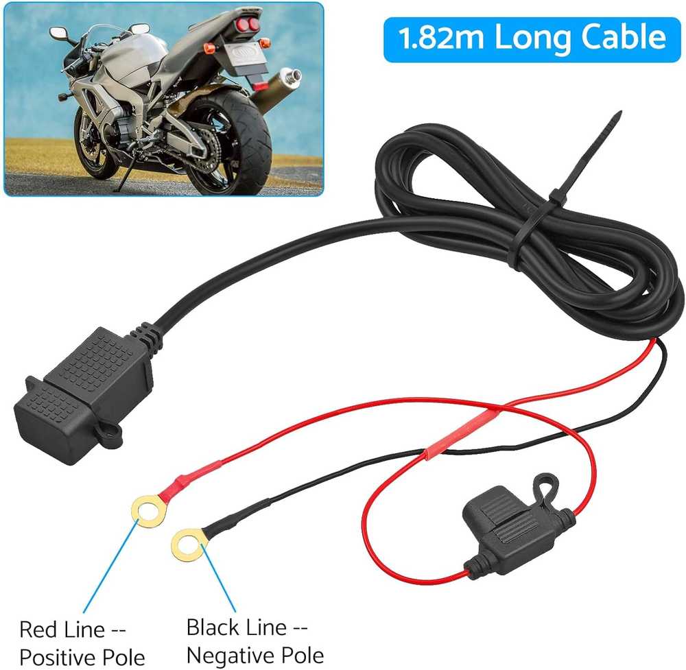 eSynic motociklo USB įkroviklis, vandeniui atsparus, 24 W, 1,82 m kabelis, LATAT057