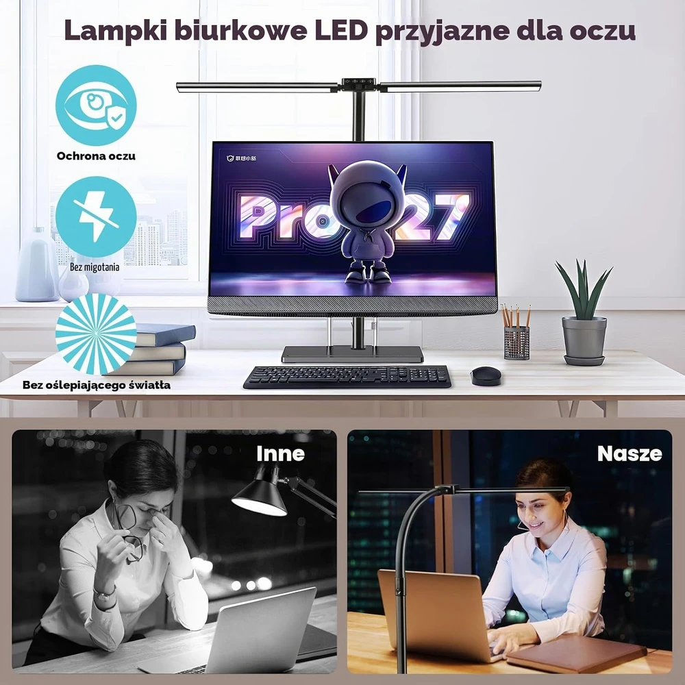 Euakee LED stalinė lempa, 24 W, 80 cm, WWJ-DLEPDLIGHT-01